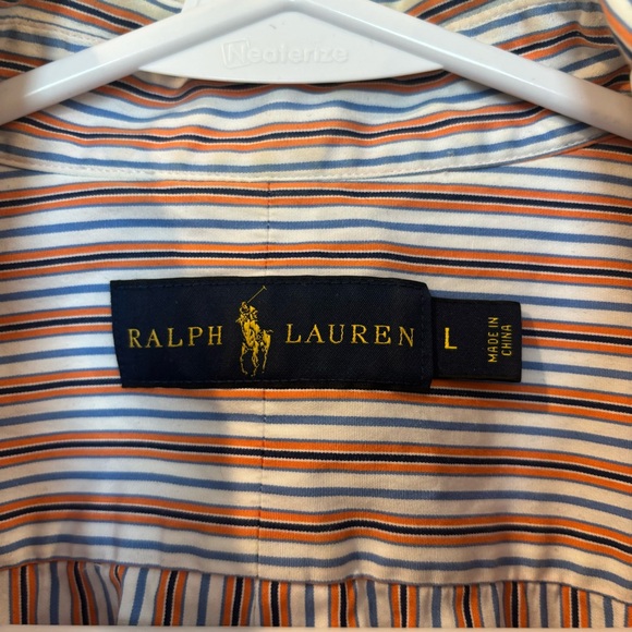 Ralph Lauren Men's Casual Striped Shirt - Orange and White Large - Picture 7 of 14